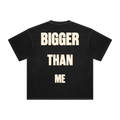 Bigger Than Me t-shirt in retro black with the Vigilante mark, Derek Minor