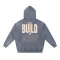 Build hoodie royal blue, I'd rather build than destroy back print
