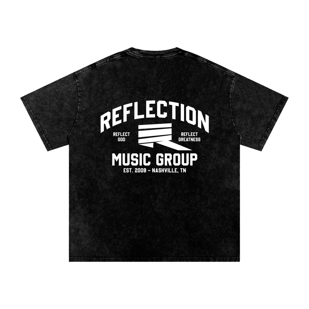 RMG Writer's Camp oversized acid-wash black t-shirt, Reflection Music Group