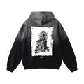 Greed Doesn't Pay oversized hoodie, sun-faded black, skeleton crowned in cash graphic