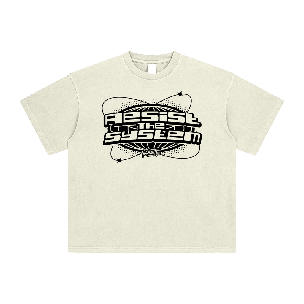 Resist The System t-shirt in apricot, Derek Minor