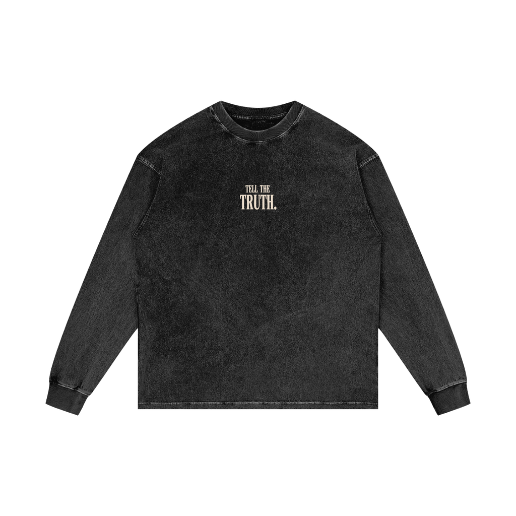 Tell the Truth long sleeve, black acid wash, Derek Minor