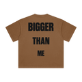 Bigger Than Me t-shirt in coffee with the Vigilante mark, Derek Minor